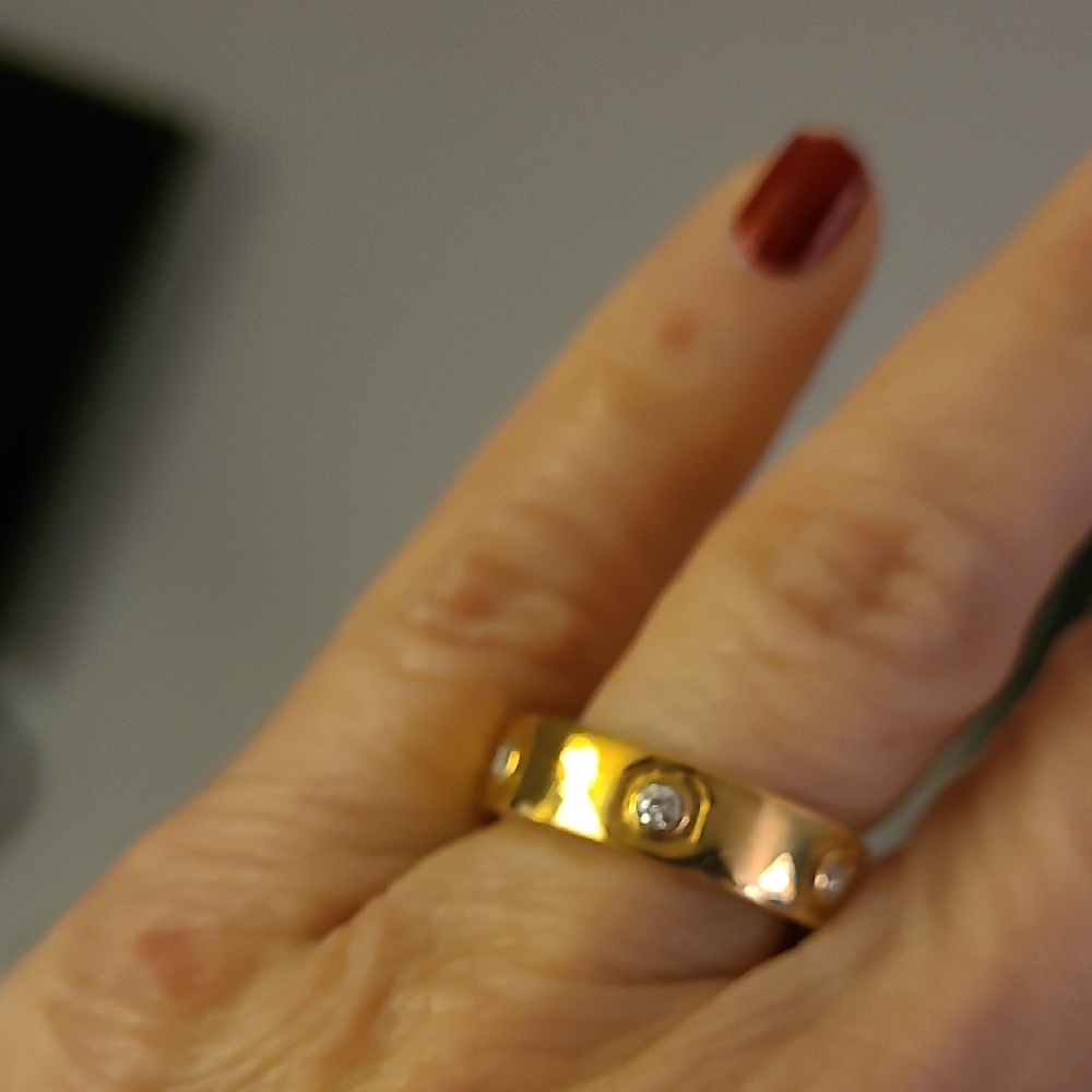 Elegant Silver Plated Rose Gold Ring with 3 Diamonds Cartier Style